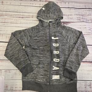 Nike Jordan Therma-Fit Full Zip Hoodie Gray Black Boys Large Athletic Jacket